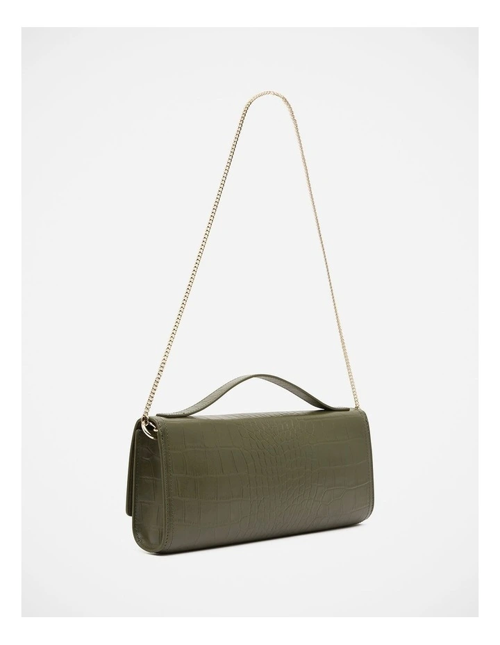 Henri Leather Evening Bag in Olive image 4