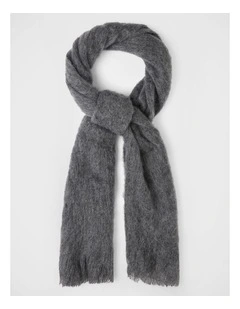Brushed Wool Scarf in Charcoal