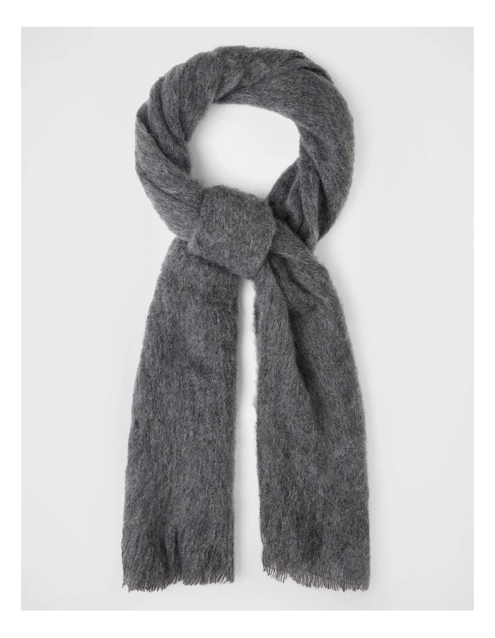 Brushed Wool Scarf in Charcoal image 1