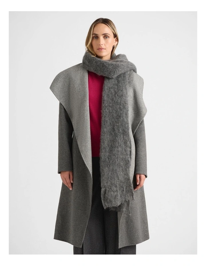 Brushed Wool Scarf in Charcoal image 2