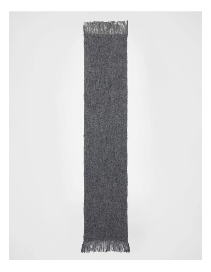 Brushed Wool Scarf in Charcoal image 3