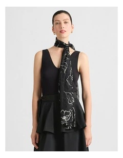 Cyrielle Silk Scarf in Black Multi