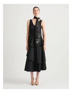 Cyrielle Silk Scarf in Black Multi