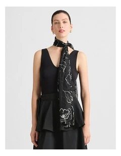 Cyrielle Silk Scarf in Black Multi