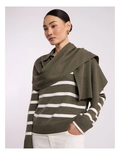 Valence Merino Knit Scarf in Olio Green