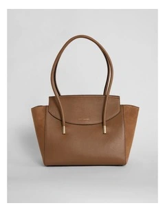 Velda Suede Leather Tote Bag in Caramel