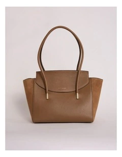Velda Suede Leather Tote Bag in Caramel