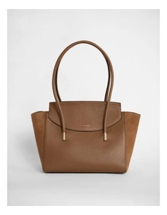 Velda Suede Leather Tote Bag in Caramel