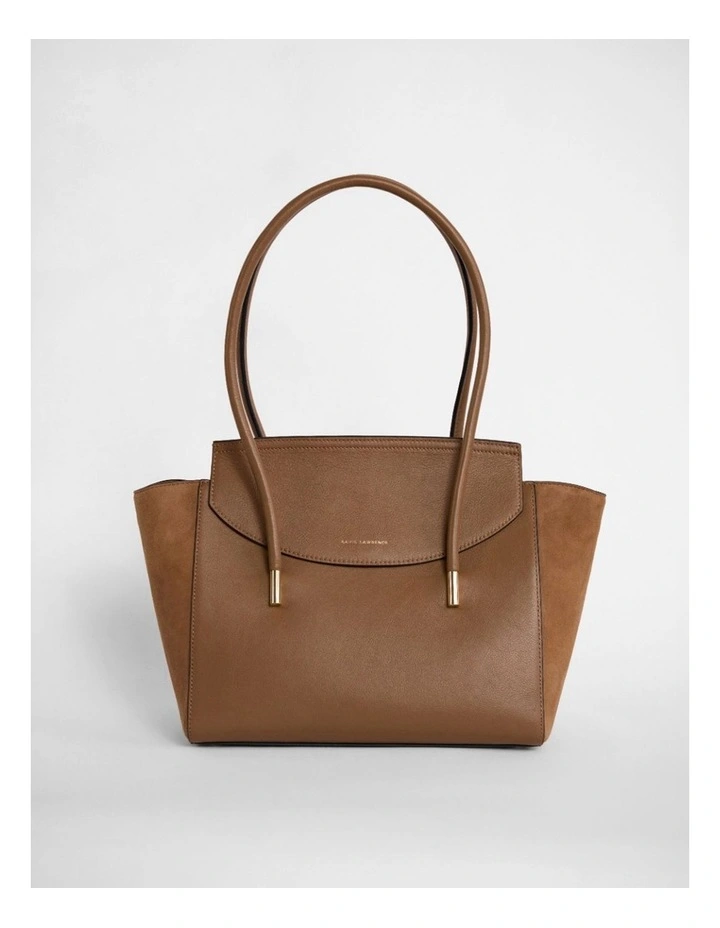 Velda Suede Leather Tote Bag in Caramel image 1