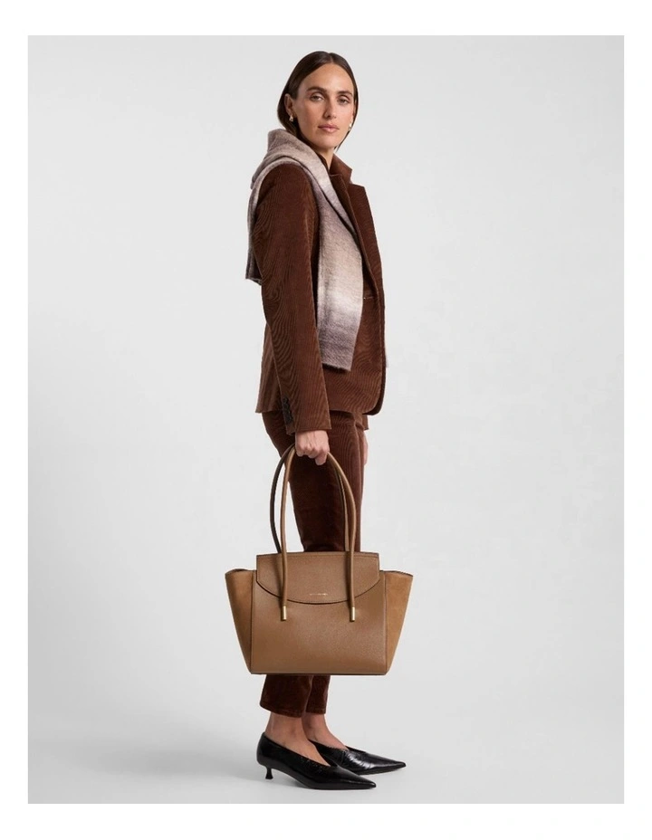 Velda Suede Leather Tote Bag in Caramel image 2