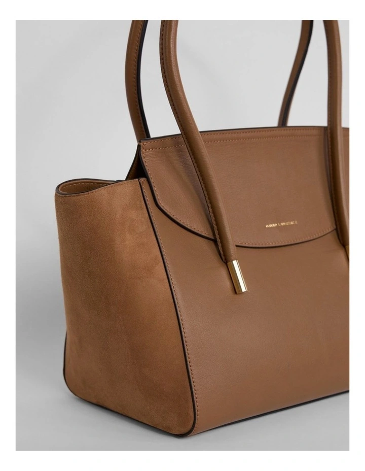 Velda Suede Leather Tote Bag in Caramel image 3
