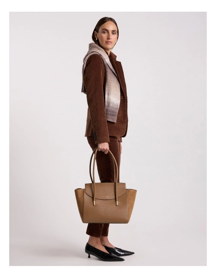 Velda Suede Leather Tote Bag in Caramel image 5