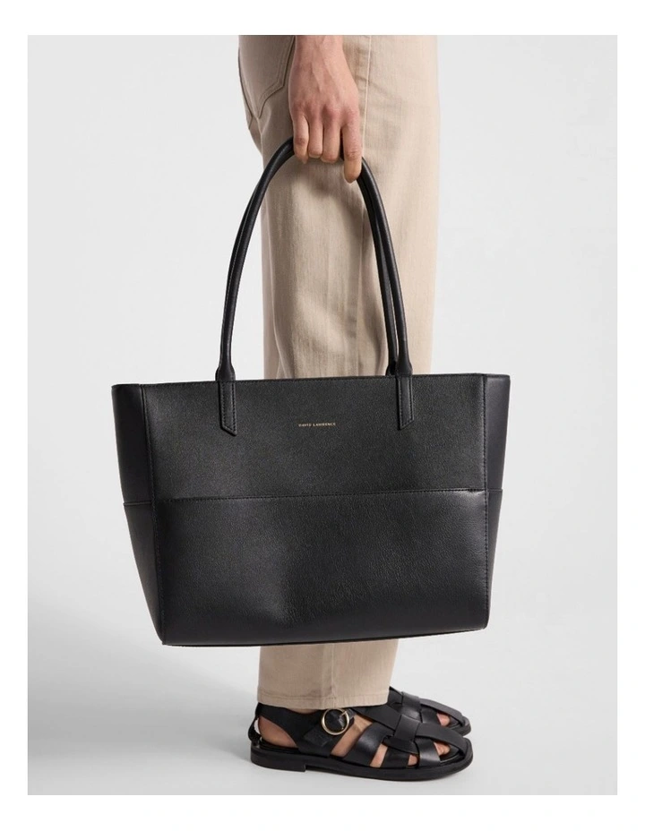 Hansel Leather Tote Bag in Black image 2