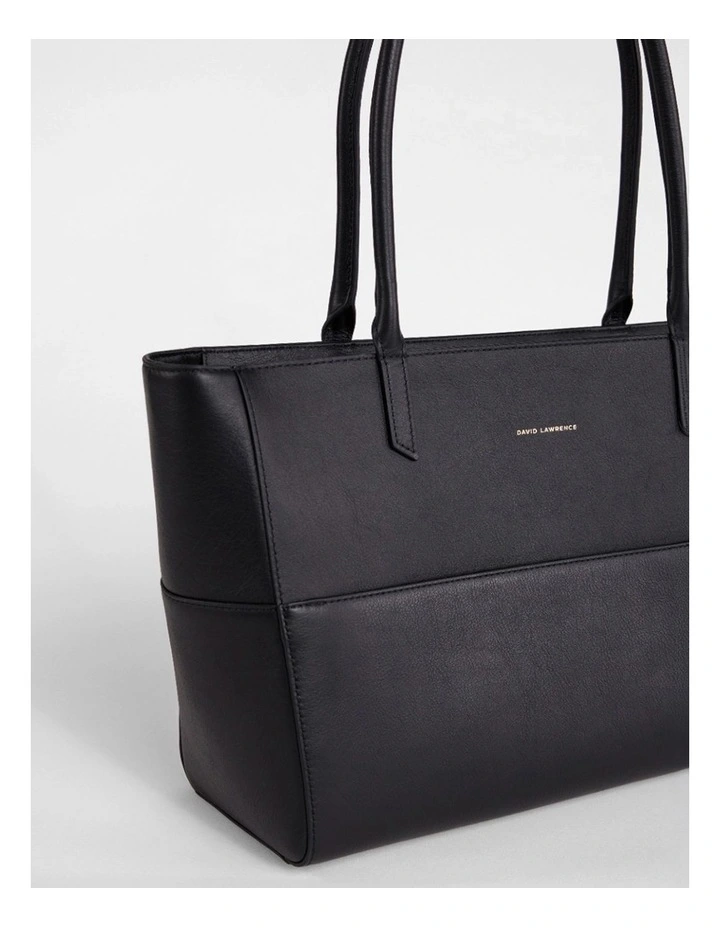 Hansel Leather Tote Bag in Black image 3