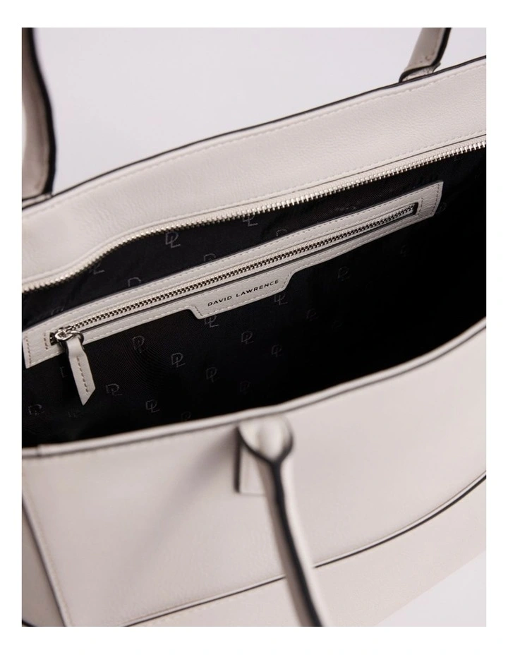 Hansel Leather Tote Bag in Stone image 4