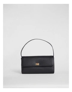 Concetta Leather Shoulder Bag Black in Black