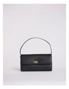 Concetta Leather Shoulder Bag Black in Black