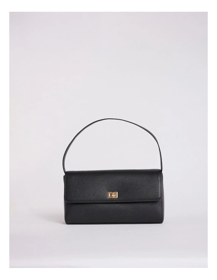 Concetta Leather Shoulder Bag Black in Black image 1
