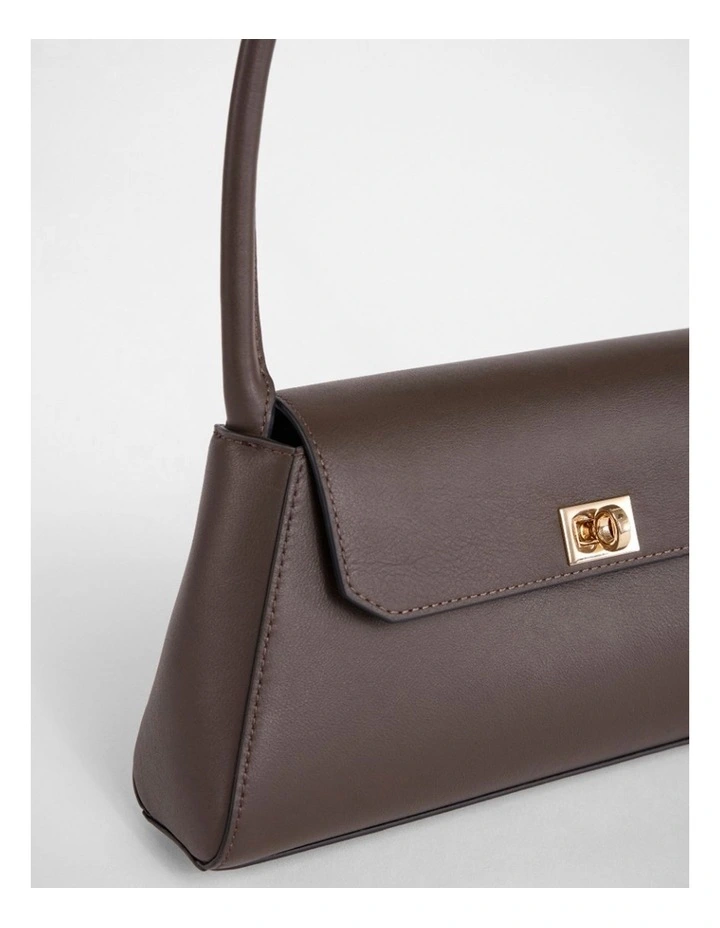 Coralie Leather Shoulder Bag in Chocolate image 3