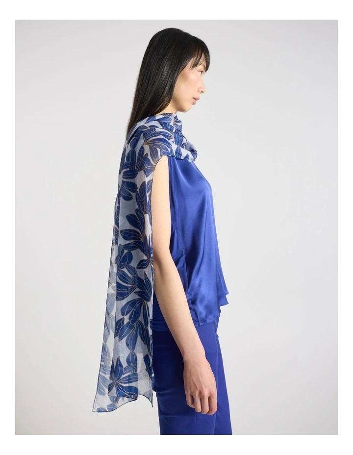 Waterlily Silk Scarf in Blue Multi image 2