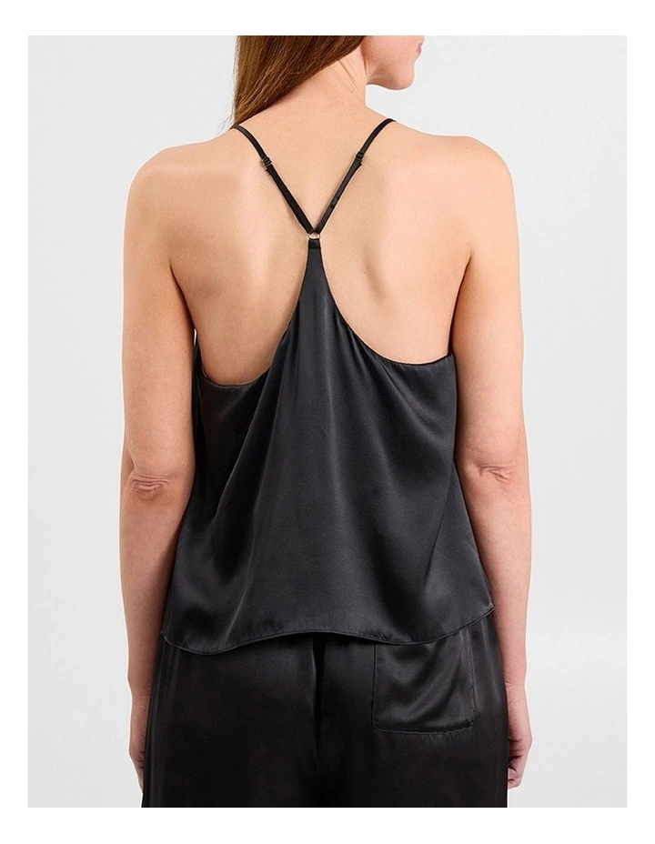 Cannes Silk Sleep Cami in Black image 4