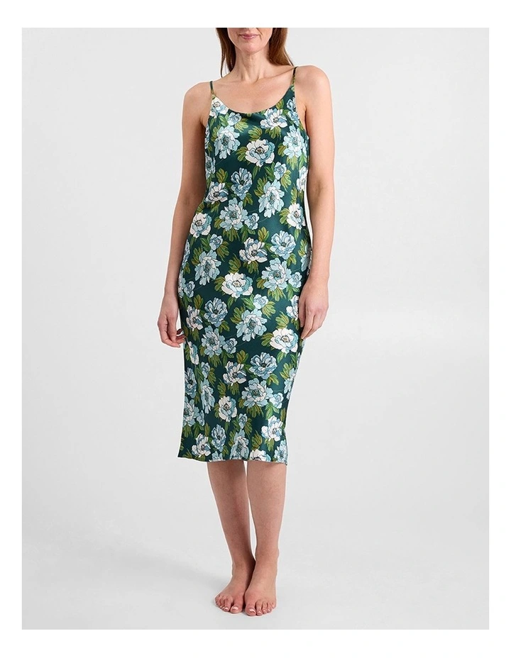 Acacia Silk Sleep Dress in Emerald Multi image 1