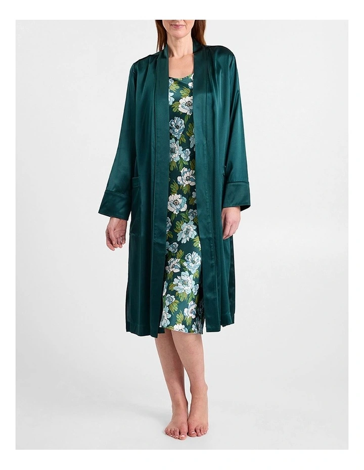 Cannes Silk Sleep Robe in Emerald image 1