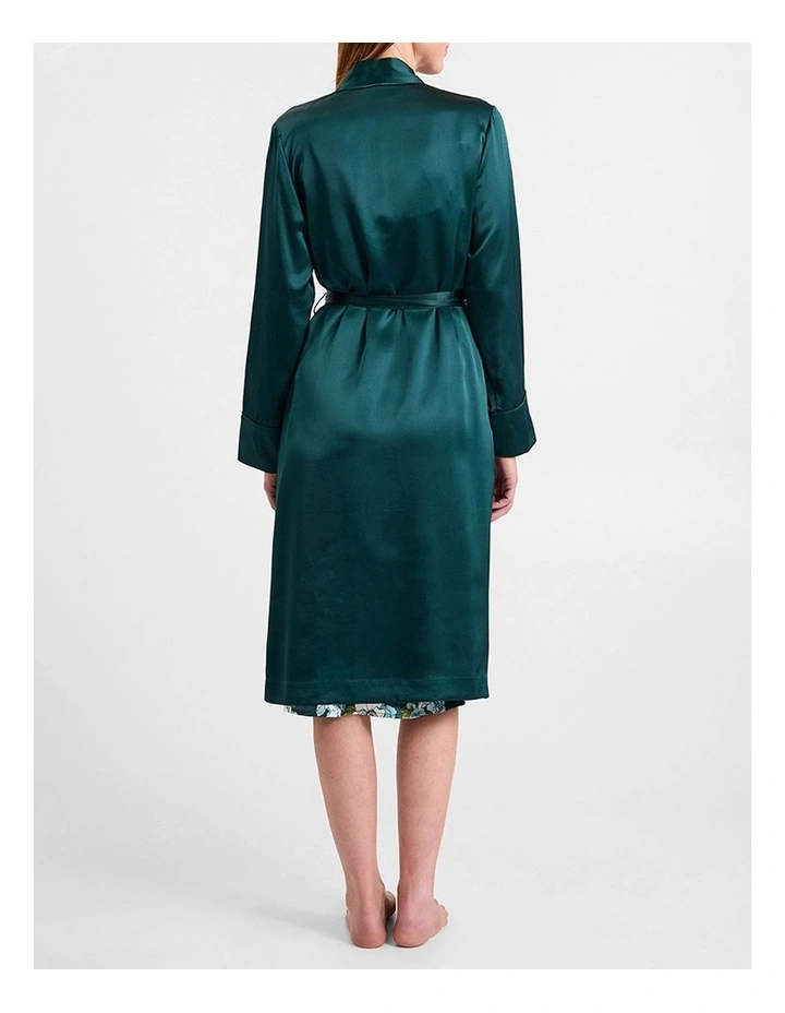 Cannes Silk Sleep Robe in Emerald image 4