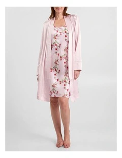 Cannes Short Silk Sleep Robe in Peony Pink