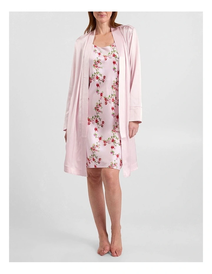 Cannes Short Silk Sleep Robe in Peony Pink image 1