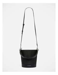 Trinity Raffia Bucket Bag in Black