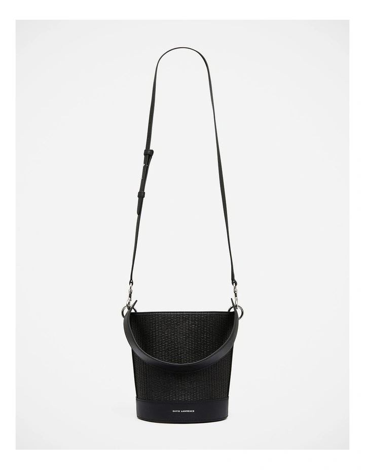 Trinity Raffia Bucket Bag in Black image 1