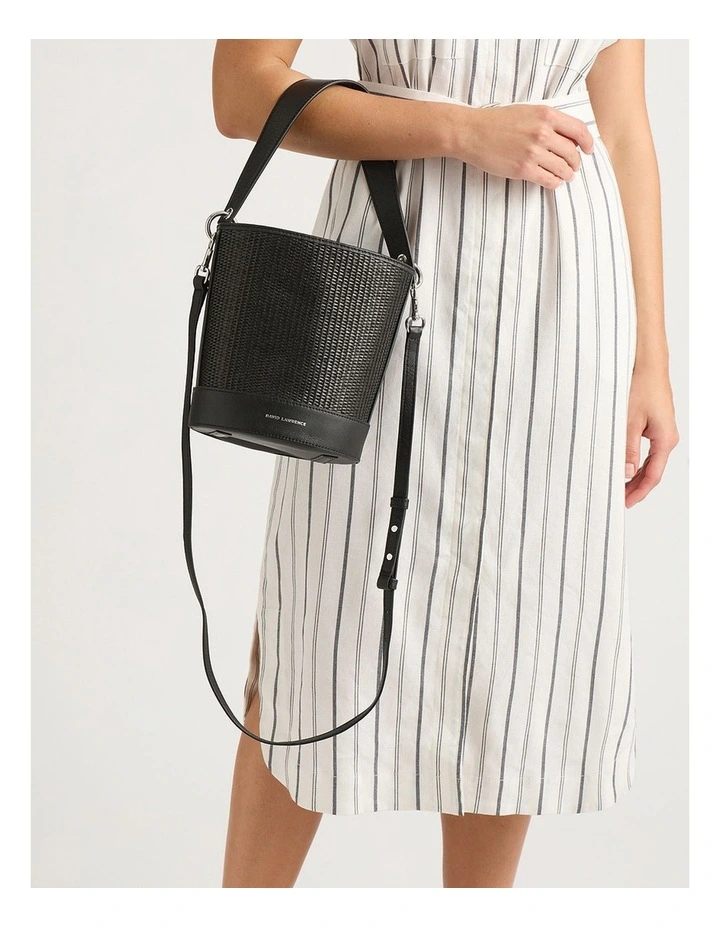 Trinity Raffia Bucket Bag in Black image 2