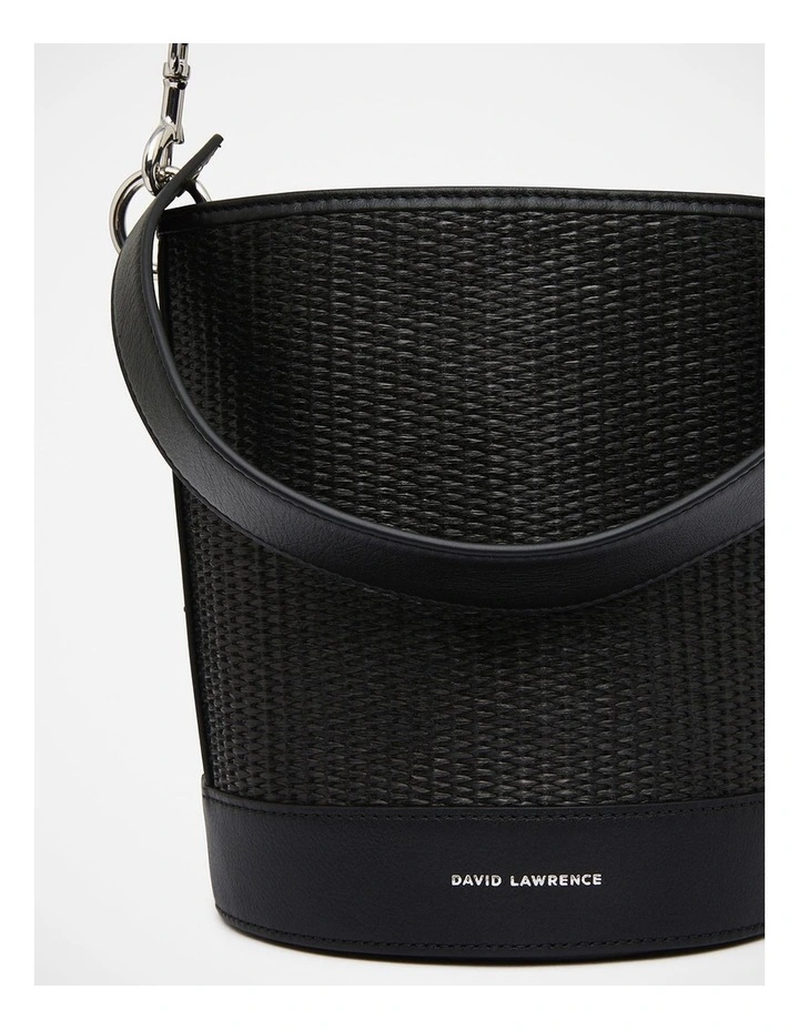 Trinity Raffia Bucket Bag in Black image 3
