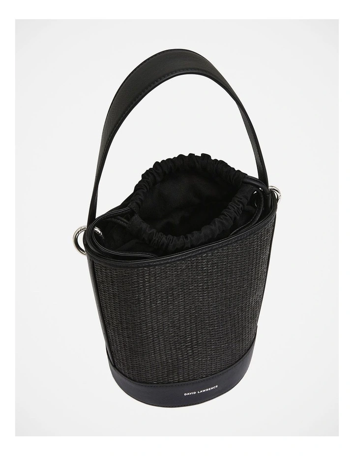 Trinity Raffia Bucket Bag in Black image 4