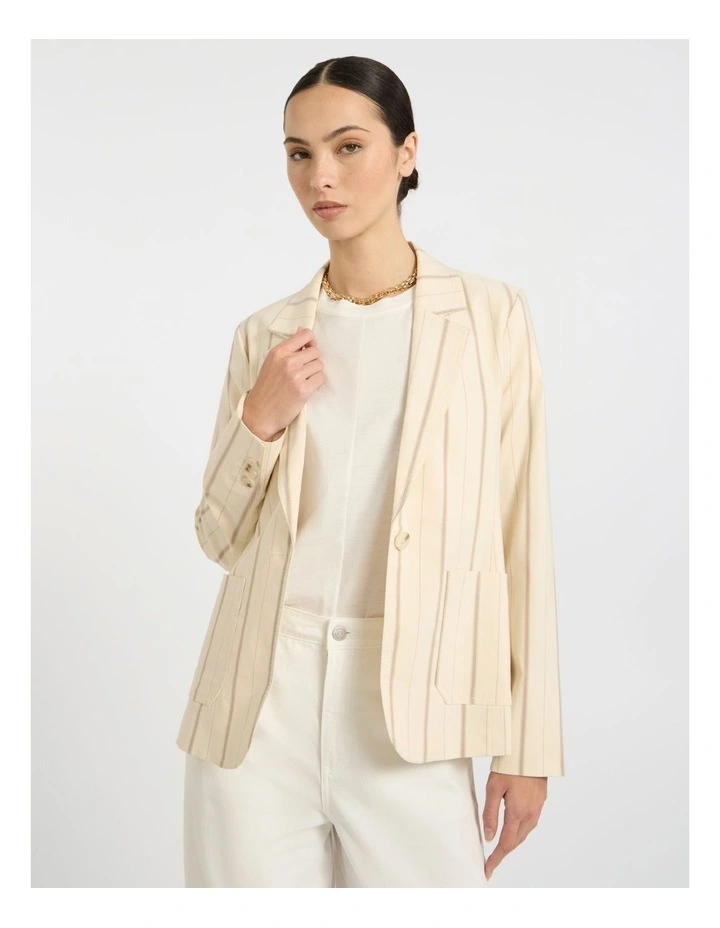 Trey Stripe Blazer in Ivory Stripe image 1
