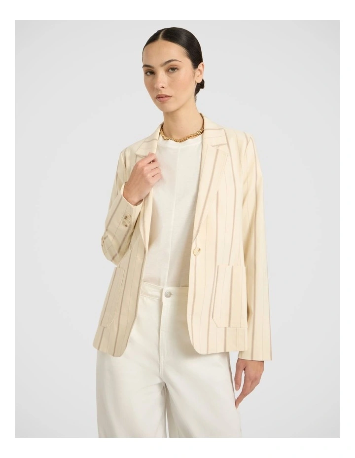 Trey Stripe Blazer in Ivory Stripe image 2