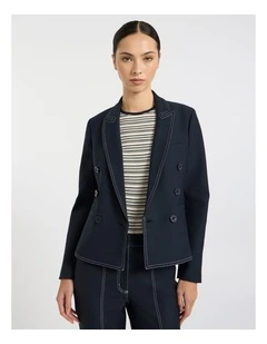 Manhattan Contrast Blazer in Navy