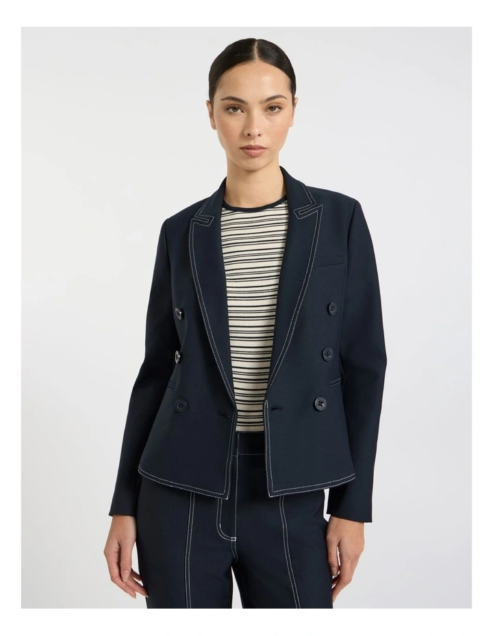 Manhattan Contrast Blazer in Navy image 1