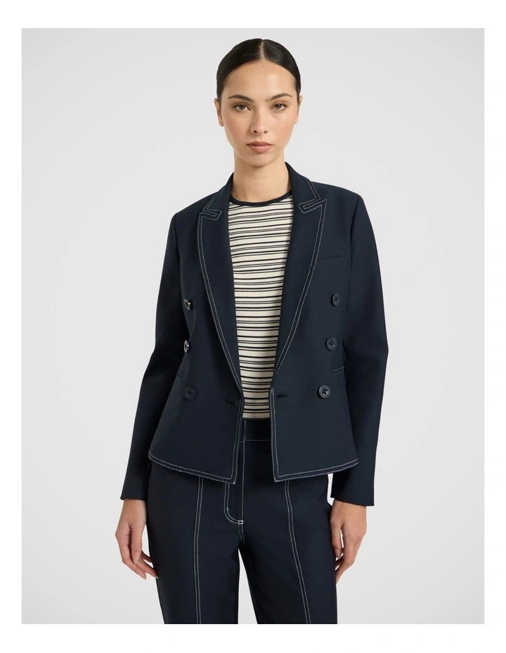 Manhattan Contrast Blazer in Navy image 2