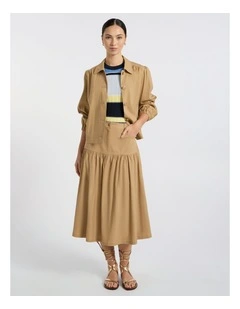 Ansel Linen Blend Jacket in Tan