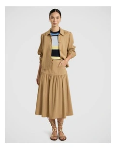 Ansel Linen Blend Jacket in Tan