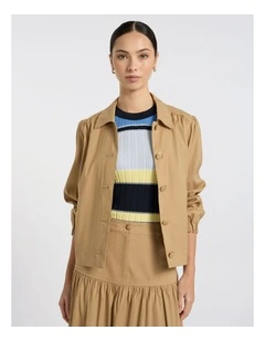 Ansel Linen Blend Jacket in Tan