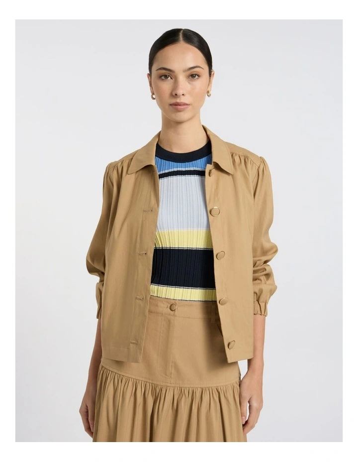 Ansel Linen Blend Jacket in Tan image 2