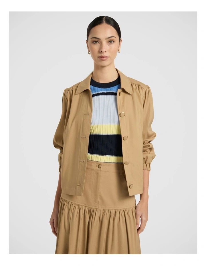Ansel Linen Blend Jacket in Tan image 2