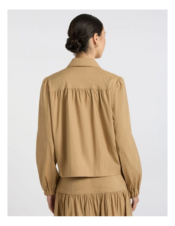 Ansel Linen Blend Jacket in Tan image 4