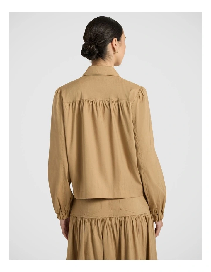Ansel Linen Blend Jacket in Tan image 4