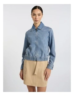 Sebastian Denim Bomber Jacket in Matilda Blue