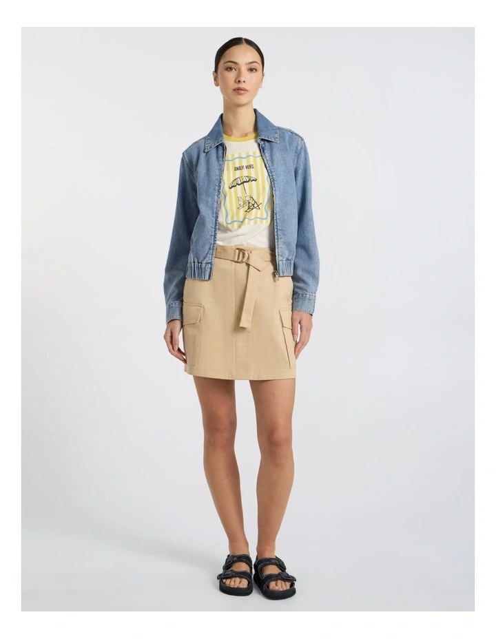 Sebastian Denim Bomber Jacket in Matilda Blue image 2