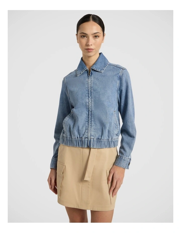 Sebastian Denim Bomber Jacket in Matilda Blue image 2